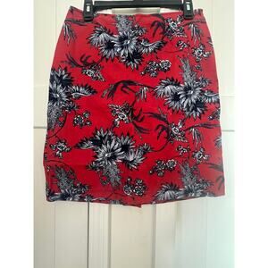 BUSHWACKER PENCIL SKIRT SPANDEX BLEND RED BLUE FLORAL WOMENS 6